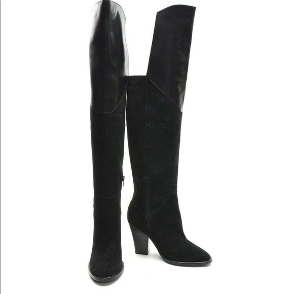 Maje Giuliana Over The Knee Boots size 39 Black Suede Leather